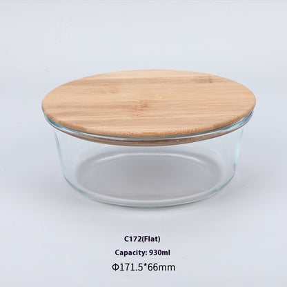 High Boron Silicon Japanese Style Bamboo Wood Lid Glass Lunch Box