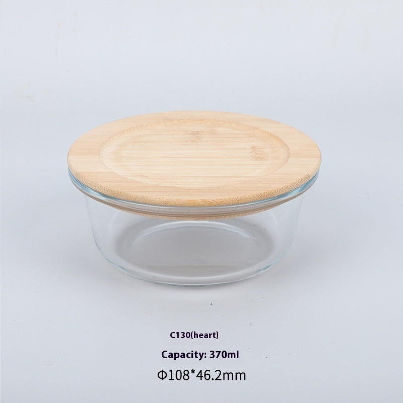 High Boron Silicon Japanese Style Bamboo Wood Lid Glass Lunch Box