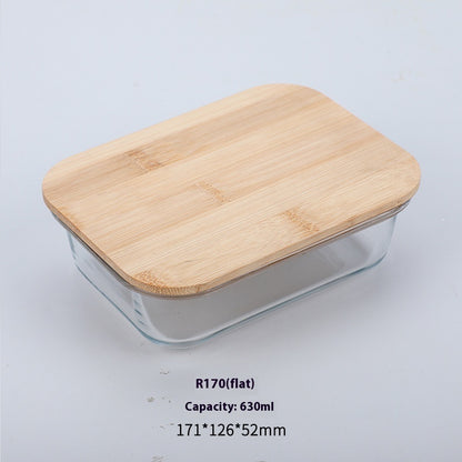 High Boron Silicon Japanese Style Bamboo Wood Lid Glass Lunch Box