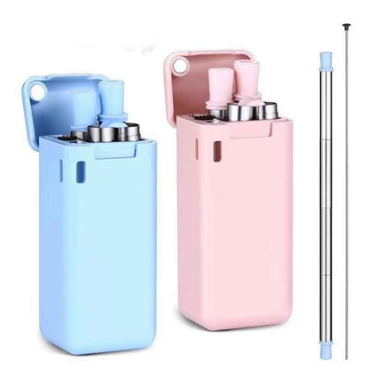 Straw Collapsible Telescopic Straw Silica Gel Metal Stainless Steel Reusable Final Eco Folding Drinking Straws Home Travel