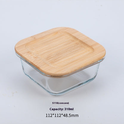 High Boron Silicon Japanese Style Bamboo Wood Lid Glass Lunch Box