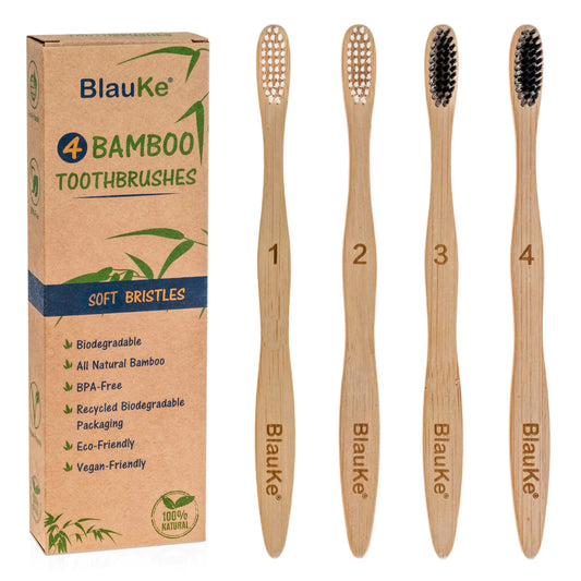 Bamboo Toothbrush Set – 4-Pack with Soft Bristles