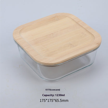 High Boron Silicon Japanese Style Bamboo Wood Lid Glass Lunch Box