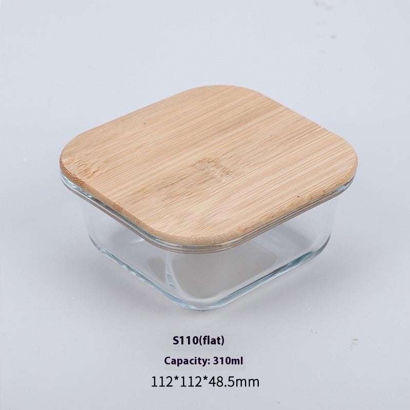 High Boron Silicon Japanese Style Bamboo Wood Lid Glass Lunch Box