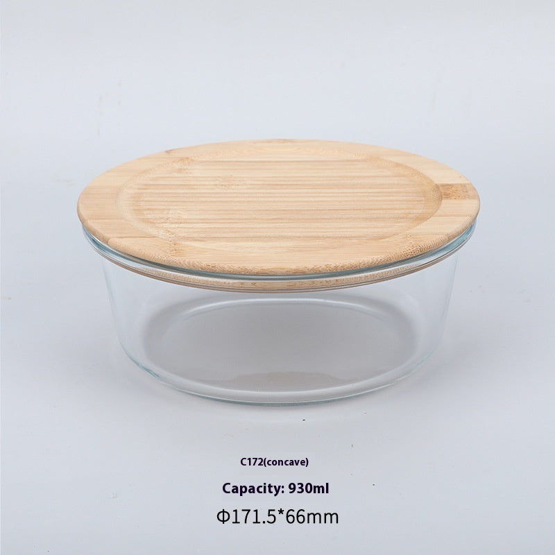 High Boron Silicon Japanese Style Bamboo Wood Lid Glass Lunch Box