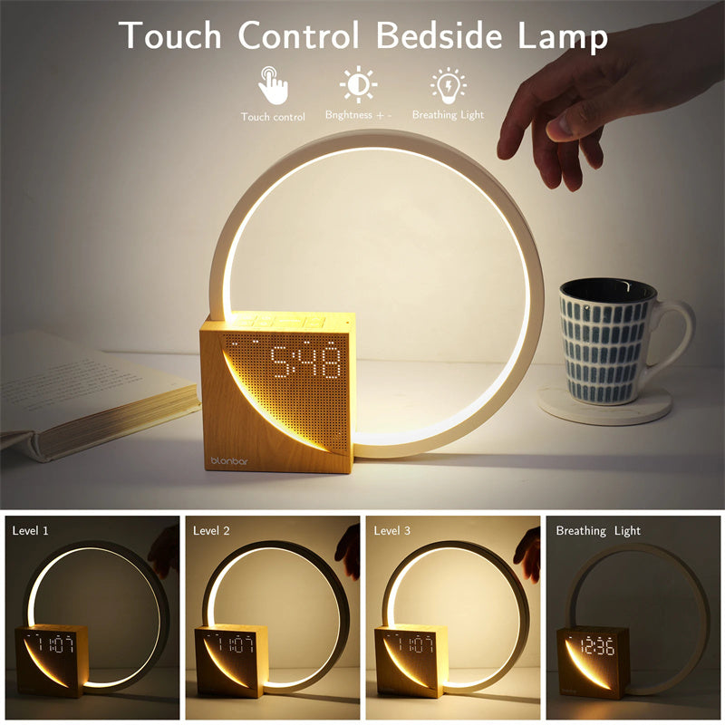 Touch Control Bedside Lamp with Natural Sounds – Desk Lamp and Alarm Clock